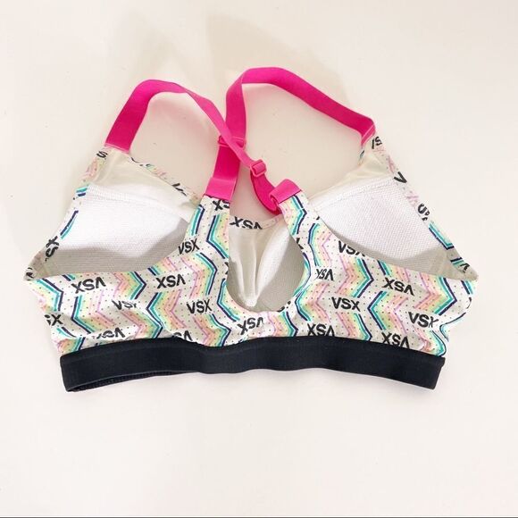 VSX Victoria’s Secret Sport White with Rainbow Zig Zag Print Sports Bra - Picture 2 of 5